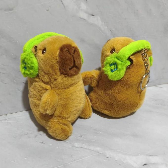 Boneka Gantungan Tas Kunci Lucu Capybara / Cute Key Bag Chain Keychain Capybara DJ Musik Headphone