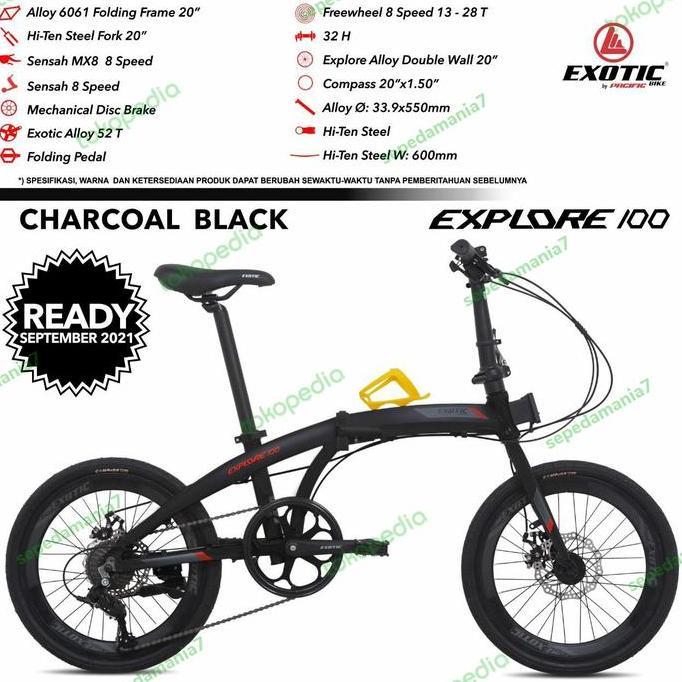 Terlaris Sepeda Lipat Exotic Explore 100 By Pacific Alloy 8 Speed