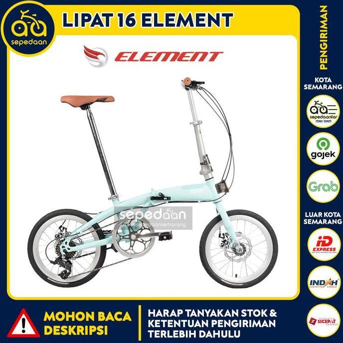 Terlaris Sepeda Anak Dewasa Lipat Folding 16 Element - Police Milan Pastel 8 Speed Rem Cakram Cewek 