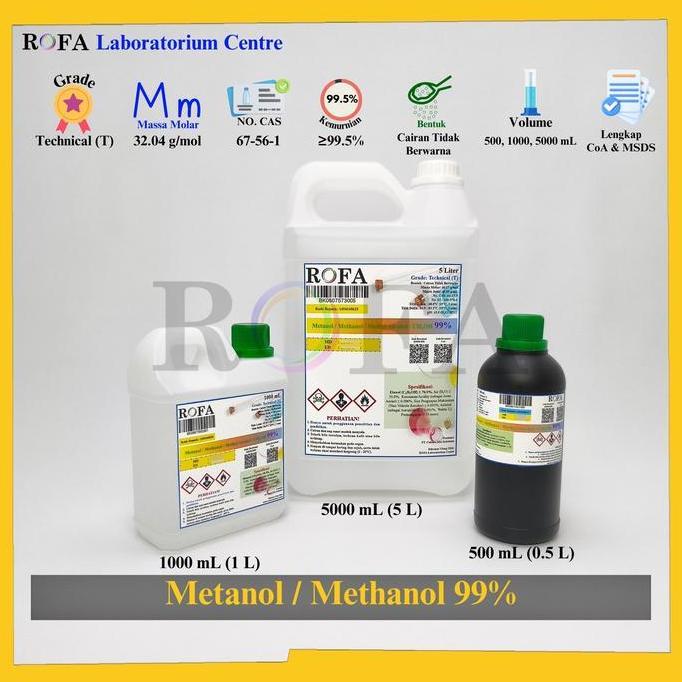 New- Metanol / Metil Alkohol / Methanol / Methyl Alcohol / Ch3Oh Teknis 99% 500 - 5000 Ml