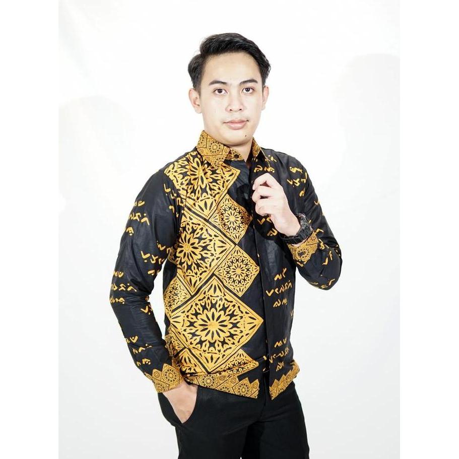 Kemeja Batik Pria Lengan Panjang motif Lontara Sulawesi