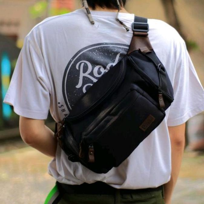 Bag- Original Premium Tas Waist Bag Water Proof Pria&Wanita Saingan Eiger Kombinasi Kulit Asli Distr
