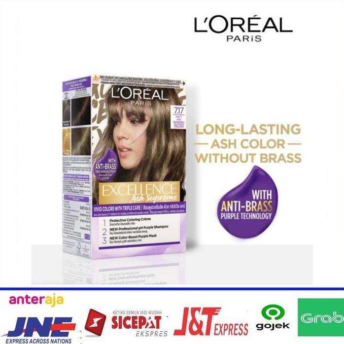 pewarna rambut Loreal excellence ash supreme 7.17 Matt ash cat rambut
