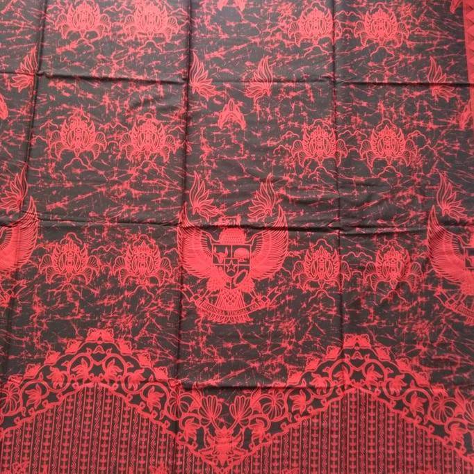 kain batik motif burung garuda pancasila warna merah hitam