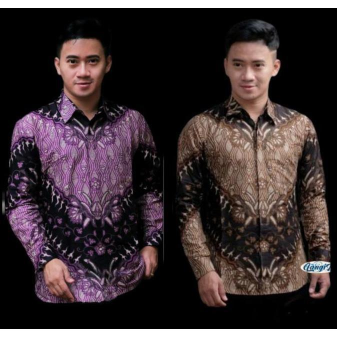 Kemeja batik pria 2024 lengan panjang Hem batik Baju Kantor Keren motif keris batik Katun Bunga Nyam