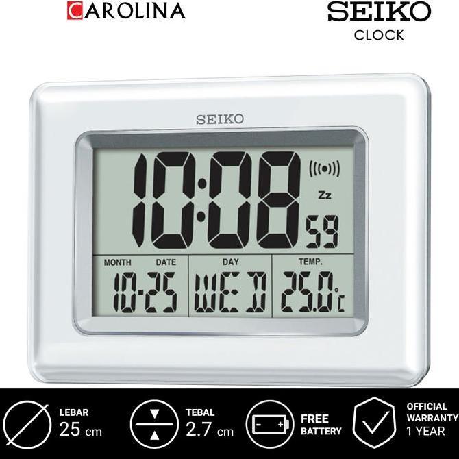 Promo Jam Dinding SEIKO QHL058W Digital Alarm White Plastic Case LCD Dial Thermometer Bedside / Desk