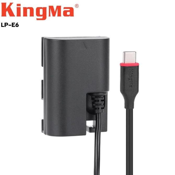 TERBARU - KINGMA Dummy Battery for Canon LP-E6 USB-C to Canon EOS 6D, 7D, 60D, 70D, 80D, 90D Etc