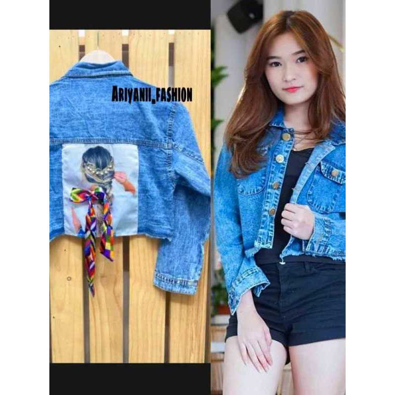 JAKET CROP JEANS JAKET WANITA JAKET JEANS RAWIS JAKET DENIM CROP