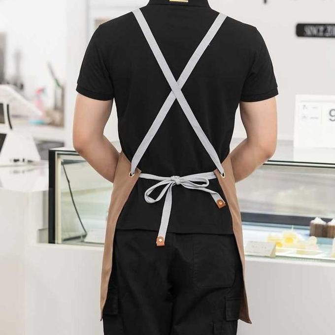 New Deals Cod Apron Celmek Celemek Masak Barista Coffee Cafe Shop Dapur Model Kantong Polos Anti Air