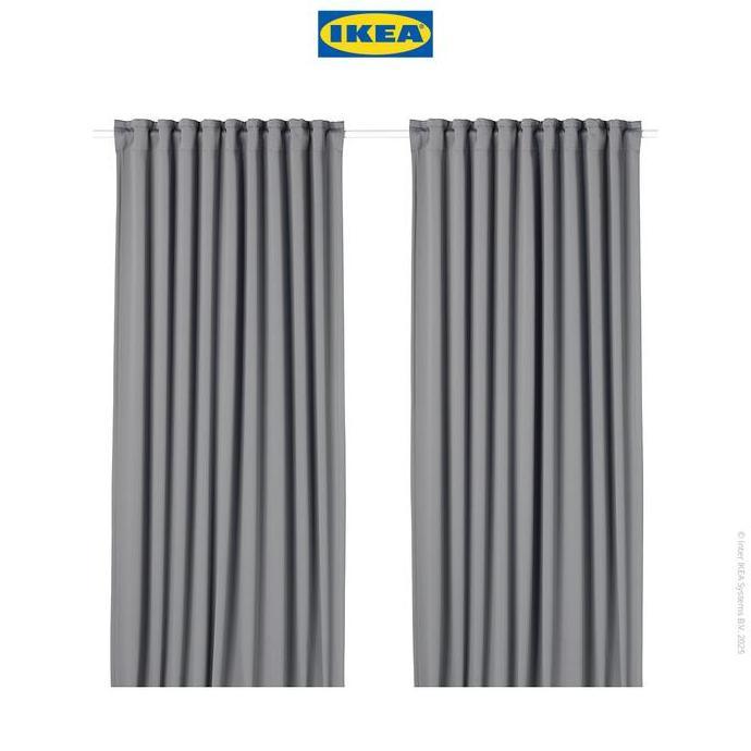 IKEA MAJGULL Gorden Anti Tembus Cahaya 1 Pasang Abu-Abu 145x250 cm