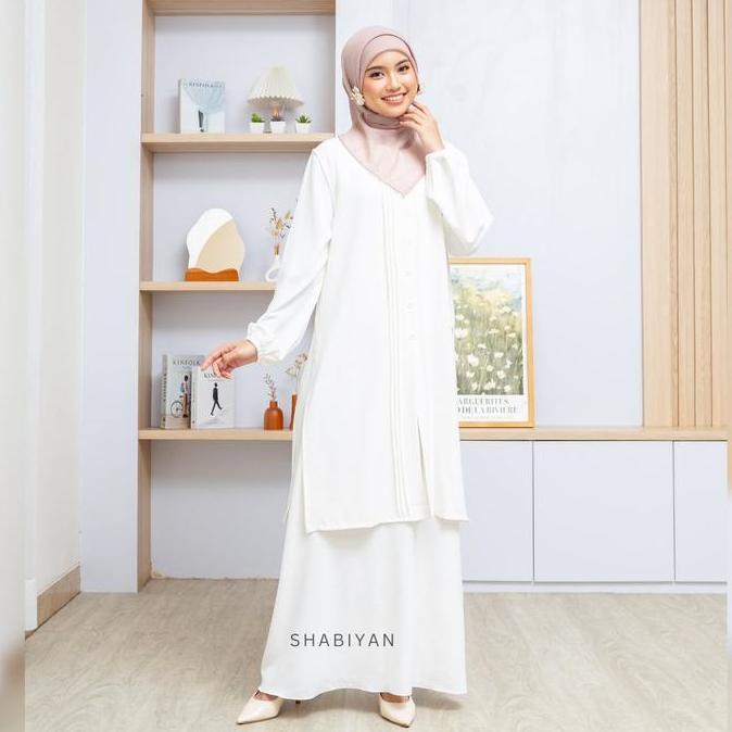 Shabiyan-613 Gamis Wanita Dress Putih Muslimah Inner Outer Formal Daily