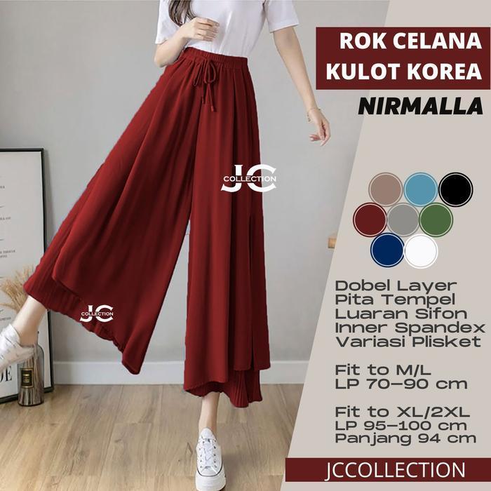 (Best Saller) Celana Panjang Sifon Gaya Korea Nurmalla Stice Pants Kulot Jcfashion Bestseller
