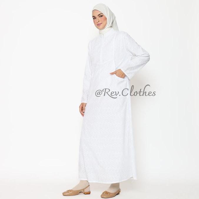 Gamis Putih Umroh Wanita Baju Haji Dan Umroh Wanita Dewasa Muslim Katun Paris Premium