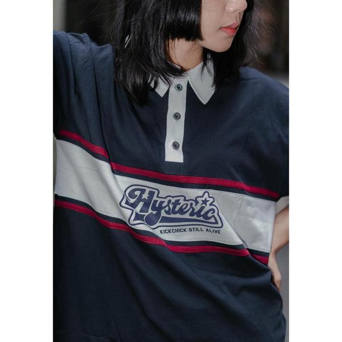 Kickchick Polo Rugby Shirt Hysteric Navy & Maroon | Baju berkerah | Kaos Kasual Formal | KCPS004