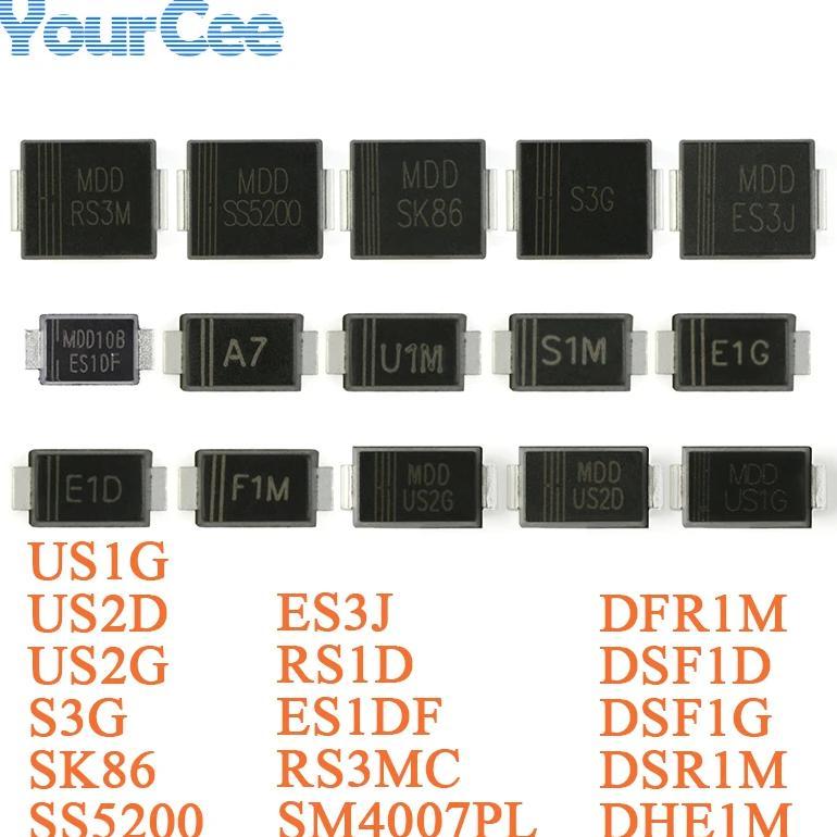 20pcs Original RS3M SS5200 SK86 SK34 S3G ES3J SMC SMD SMD Schottky Diode Rectifier SS3200C SS5150C R