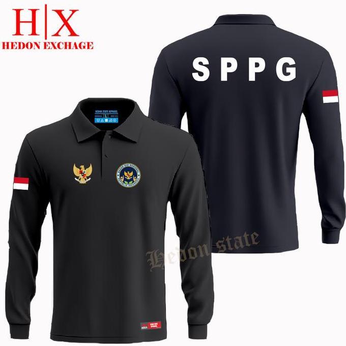 HEDON STATE Hedon State - Poloshirt Panjang Badan Gizi Nasional Baju Kerah Seragam Pria Wanita 100% 