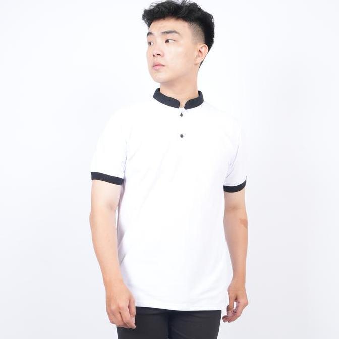 Kaos Polo Pria Kerah Shanghai Polos Putih White Polo Shirt Pria Cowok