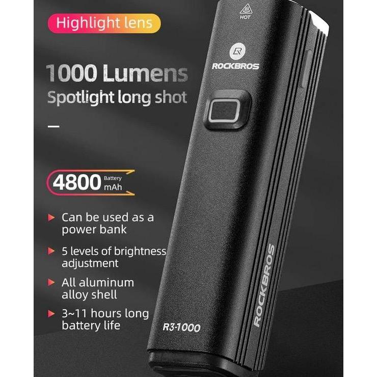 Promo ROCKBROS R3-1000 Lumens Lampu Depan 200m Long Shot COD