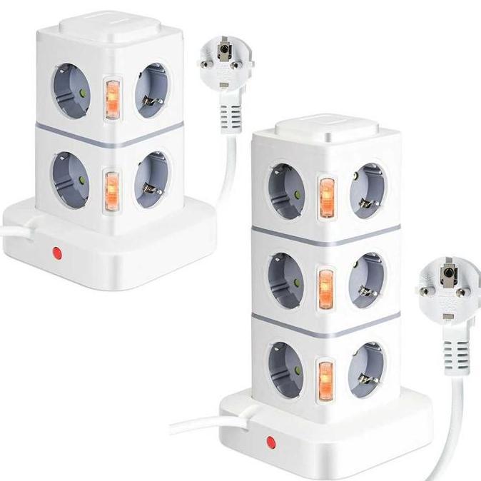 Stop Kontak Power Socket Strip Tower Colokan Listrik 2500W - NINNE NN812