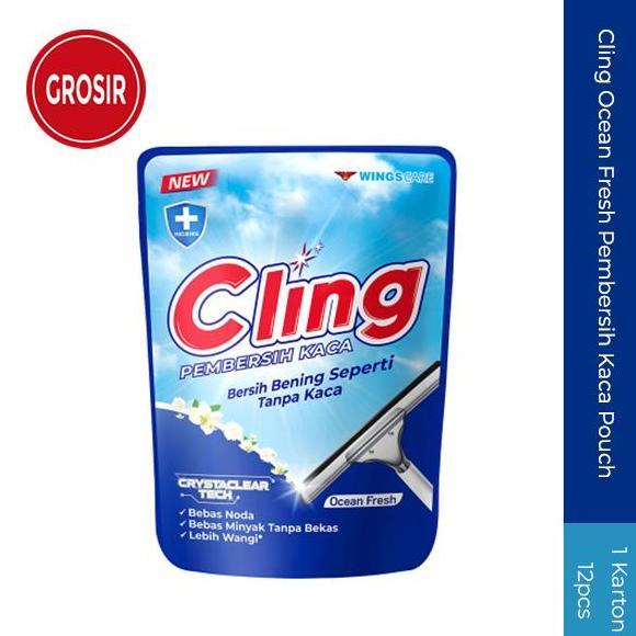 Cling Ocean Fresh Pembersih Kaca Pouch 400ml 1karton Grosir