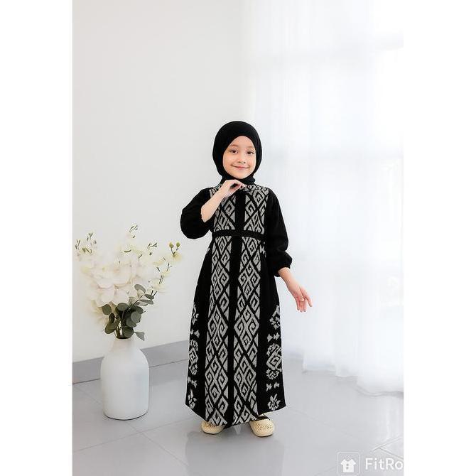 Alfistore - Sovya Baju Sarimbit Tenun Set Couple Keluarga Seragam Batik Lebaran Family Gamis Pasanga