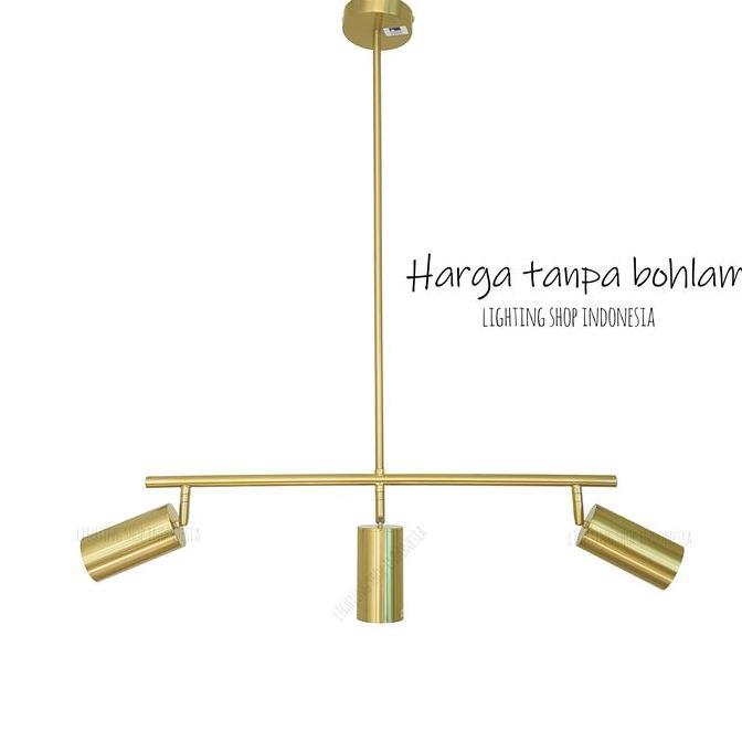 Lampu gantung sorot panjang 60cm gold 3L spotlight meja mini bar