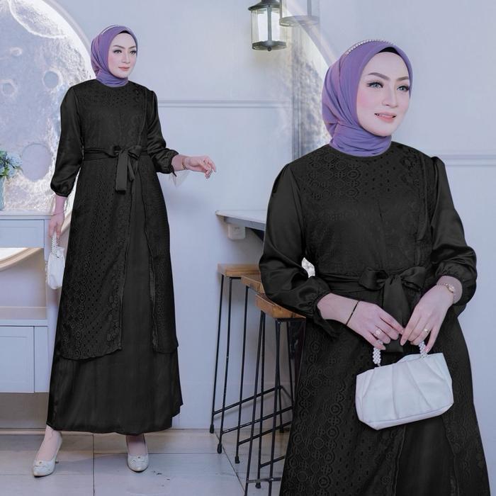 (Terbaru) Kayla Maxi Dress Brukat Mewah Gamis Fashion Pesta Kondangan Terbaru Bestseller