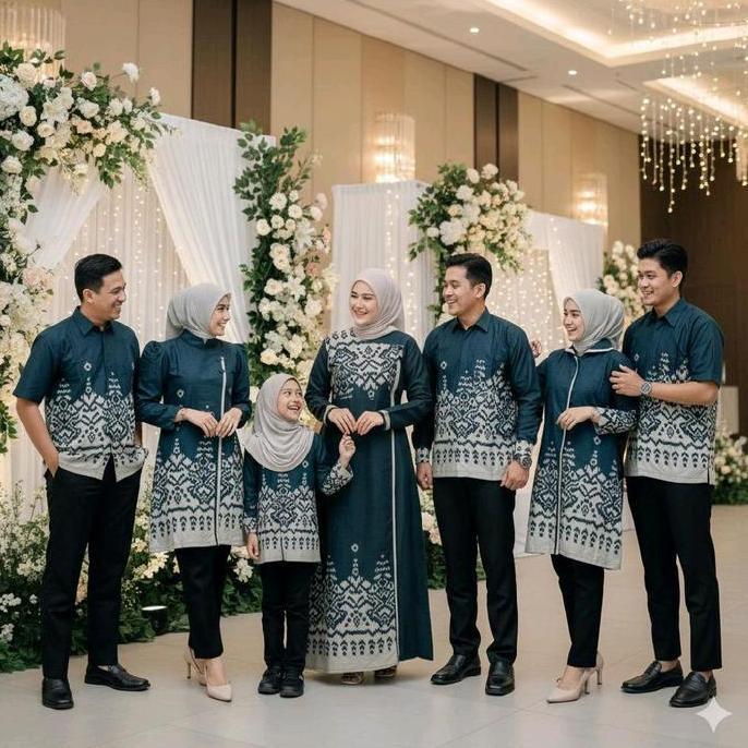Couple Batik Keluarga Modern Terbaru Lengan Panjang Kain Katun Baju Pria Wanita Muslim Model Kekinia