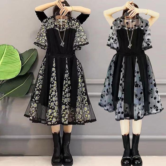 Fanmu 5057 Dress Korean Style Dress Wanita Gereja Hitam Gaun Gereja Elegan Mewah Kristen Dress Broka