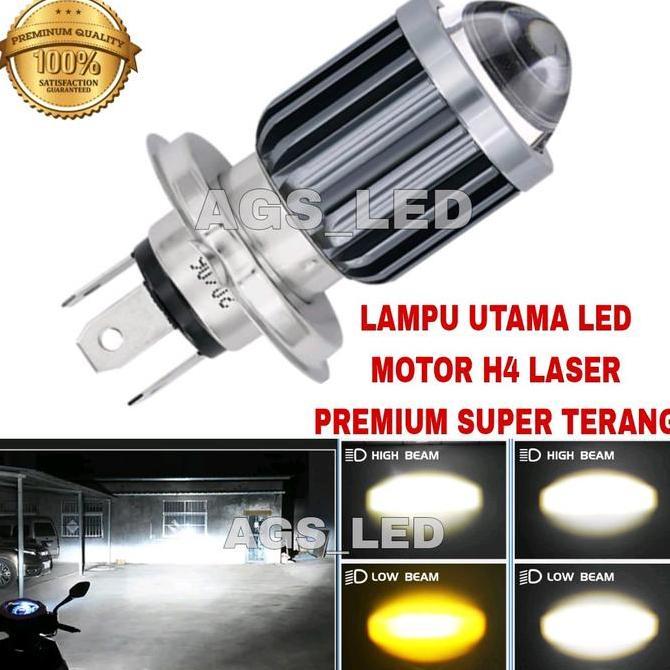 Promo BOHLAM UTAMA LED MOTOR H4 LASER SUPER TERANG / LAMPU UTAMA LED LASER H4 /LAMPU DEOAN MOTOR H4 