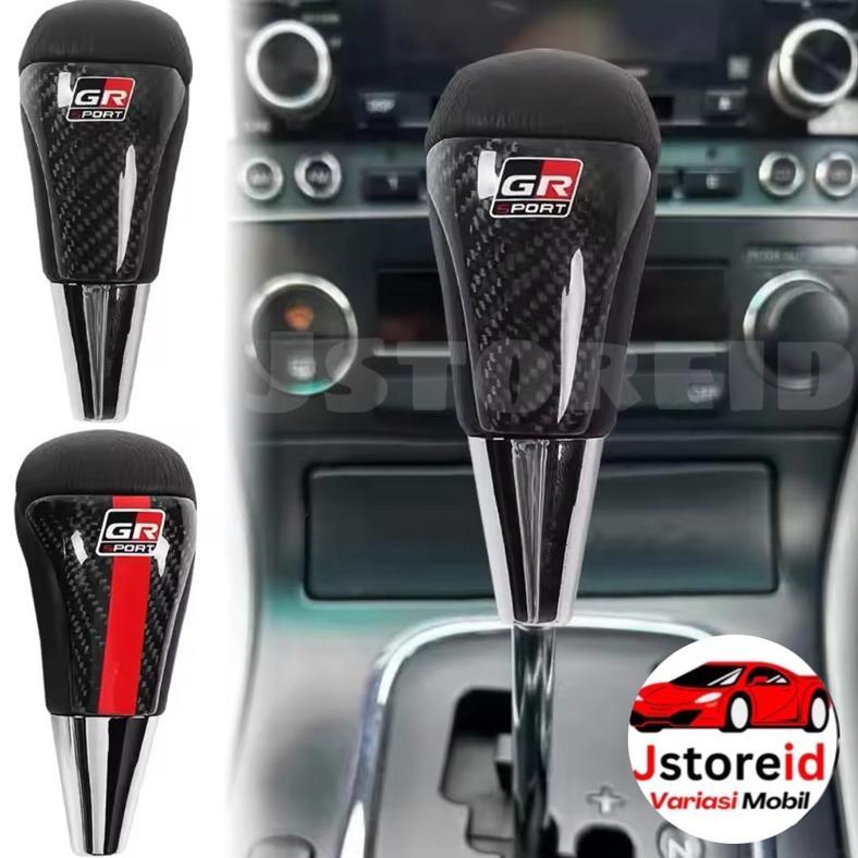Knob Persneling Tuas Gigi TRD Karbon Kayu Silver MATIC untuk Toyota Innova, Rush, Avanza, Yaris, Alp
