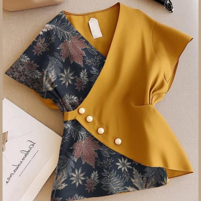 PUSAT BAJU WANITA - GAIBA TOP - BLOUSE BAJU ATASAN KONDANGAN WANIITA KEKINIAN MOTIF BATIK OOTD KOREA