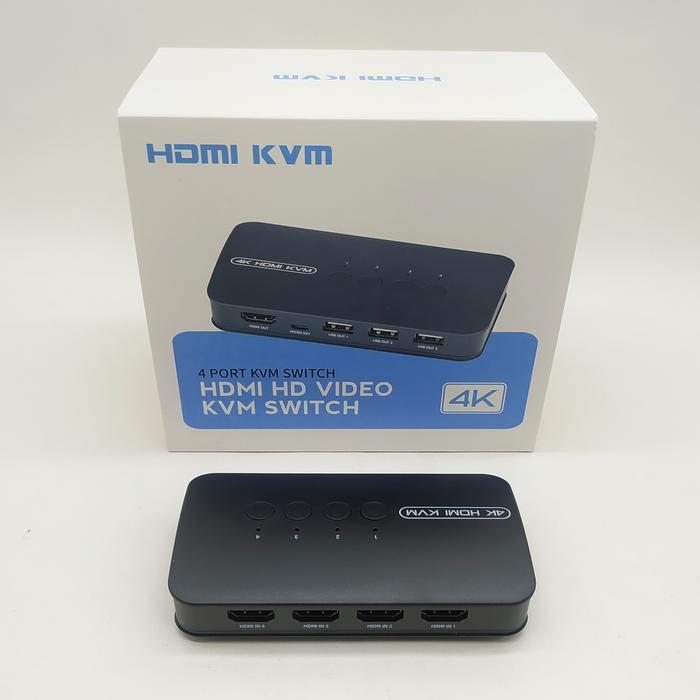 Kvm Switch Hdmi 4 Port Usb 2.0 + Controller + Kabel Kvm Switch Hdmi 4 Port 4K Kvm Hdmi Switch 4 Port