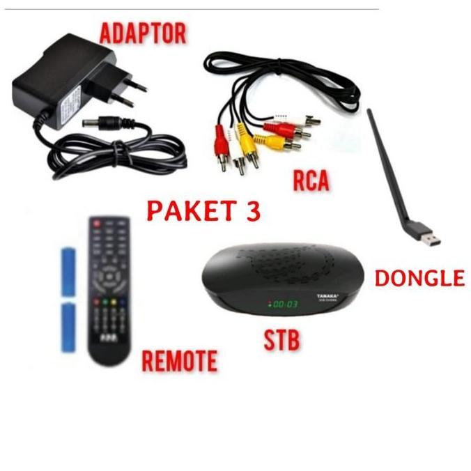 Stb Dvb Set Top Box Tv Digital Tanaka T2 New Body Plastik Hitam - Paket 1 2 3 4