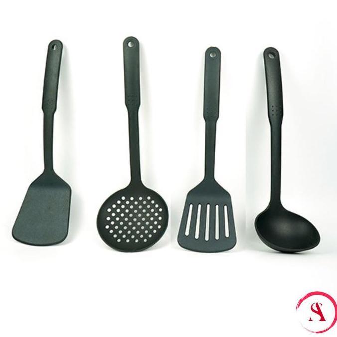 Promo Bulan Ini Eros Sutil Lubang Anti Lengket Hitam Spatula Penggorengan Teflon Bahan Silicon Berku