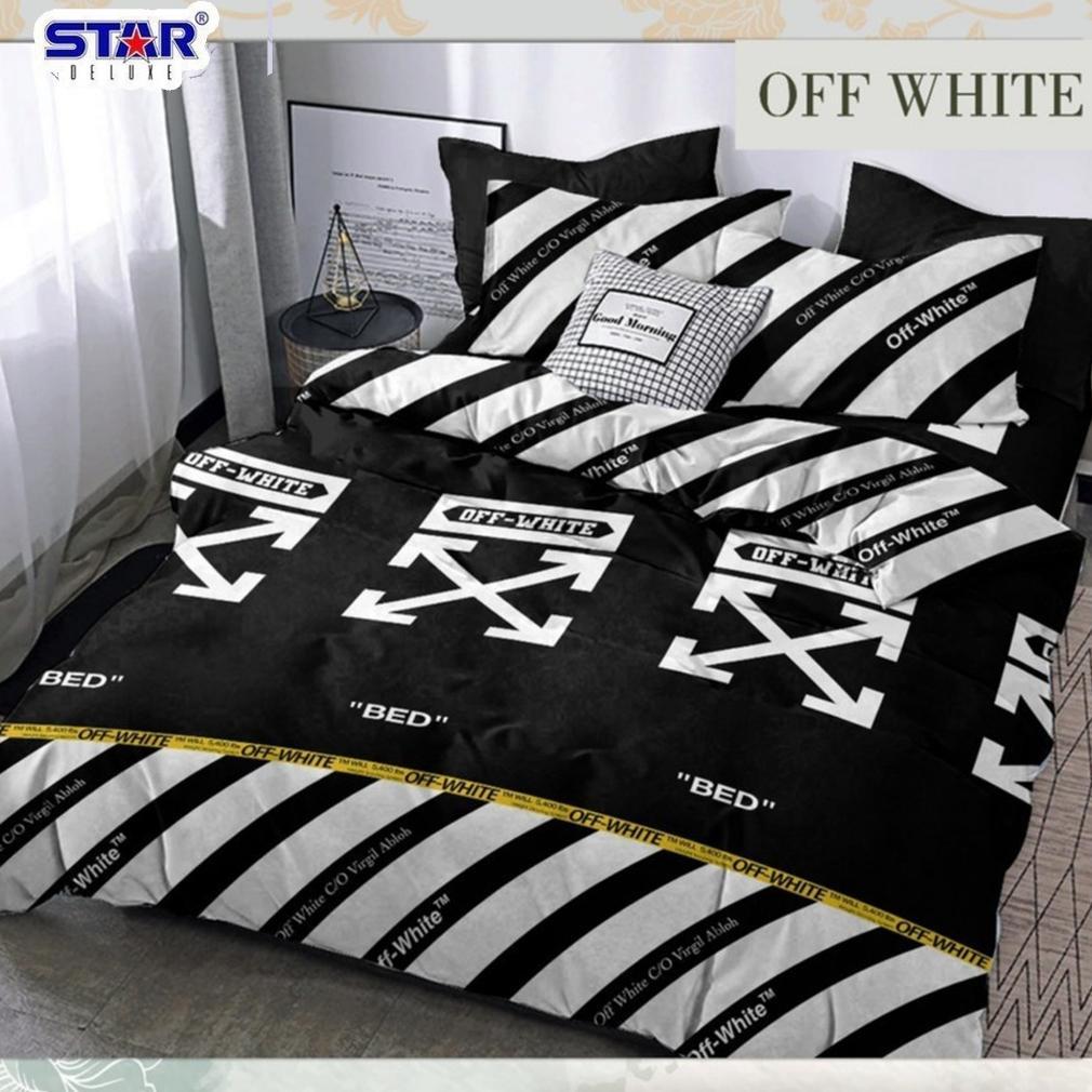 Devina Collection Bedcover Sprei Set Dengan Karet Anti Geser Premium Star Deluxe Off White Uk King