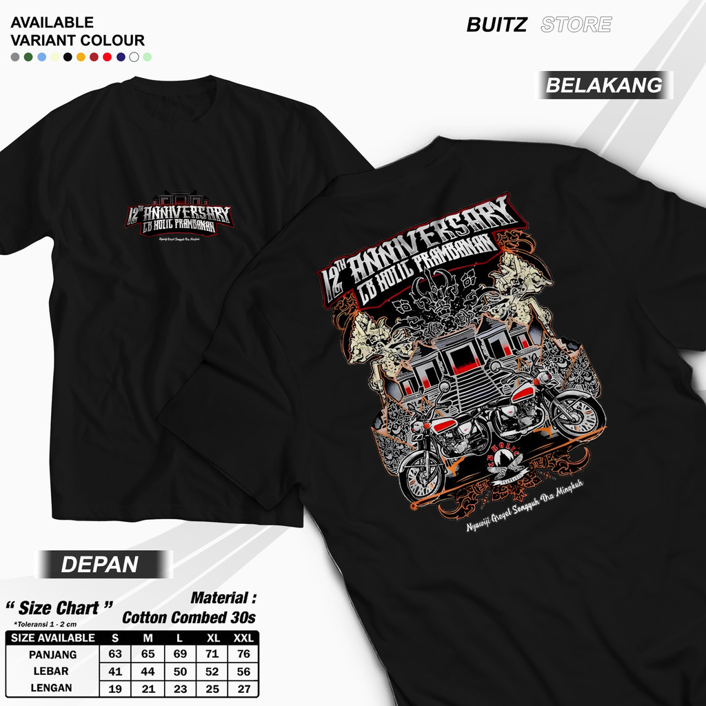 Kaos Anniversary CB Holic Unisex Premium Combed - KAOS CB HOLIC PRAMBANAN 2025 12th ANNIVERSARY