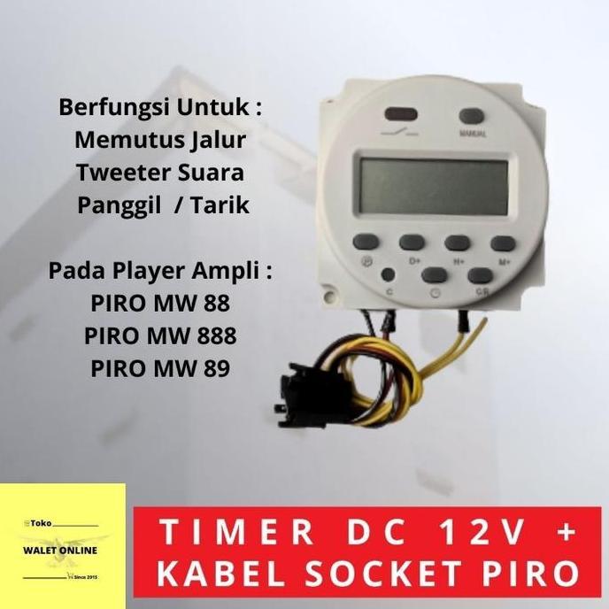 Timer Dc 12V Digital Solder Kabel Socket Timer Ampli Piro Mw 88 888 89 Kode 254
