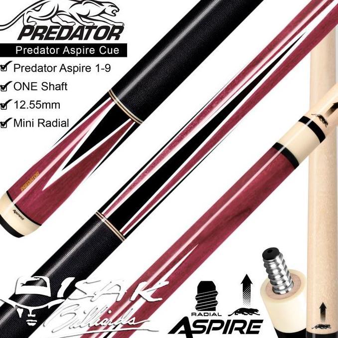 TERMURAH - Predator Aspire 1-9 Pool Cue | low Deflection Radial Stick Billiard