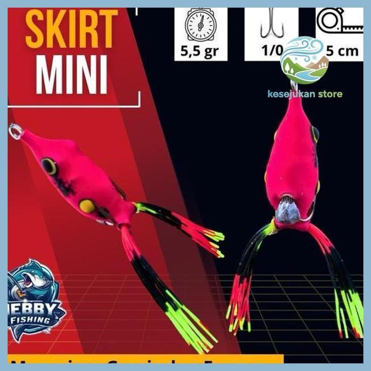 (PANCING) SOFT FROG SPESIALIS KOCOLAN SKIRT MINI / KECIL 3,5CM - 4CM, 4GRAM HOOK VMC 1/0 LURE UMPAN 