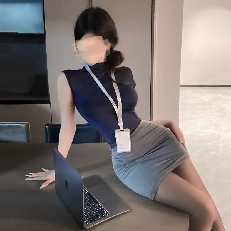 Japanese Lolita Sexy Hip Wrap Skirt Role-playing Secretary Erotic Lingerie Perspective Seductive Cos