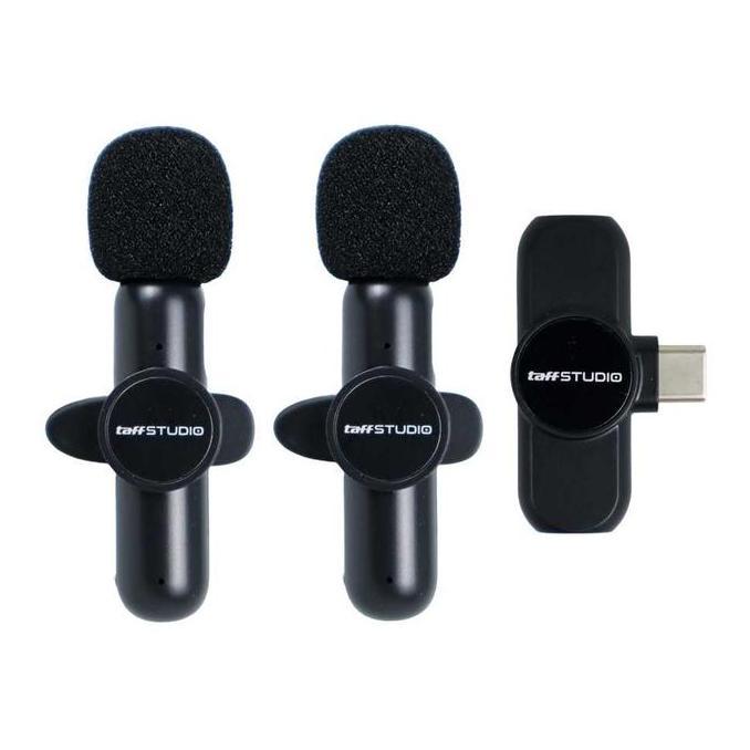 Microphone Jepit Wireless 2 Mic Clip On HP Smartphone USB Type-C HAP