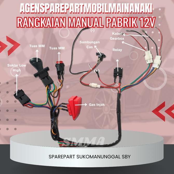 Set Rangkaian Kabel Tanpa Receiver Dan Remot Mobil Mainan Aki Kualitas Terbaik Harga Termurah