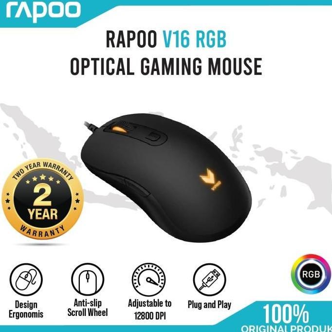 Mouse Gaming Rapoo V16 Rgb Optical Gaming Mouse Usb Forsale