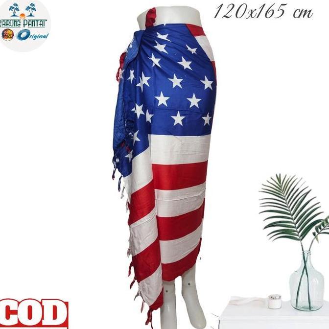 KAIN PANTAI BALI MOTOF BENDERA AMERIKA UKURAN STANDAR 120X165 CM KODE 517