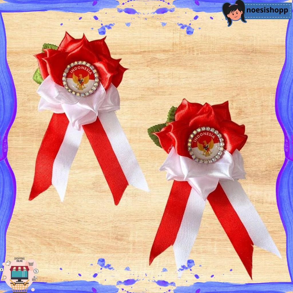 GROSIR Bros Pita Peniti Premium Bendera Merah Putih Handmade - Bross Gardenia Aksesoris Baju Hijab B