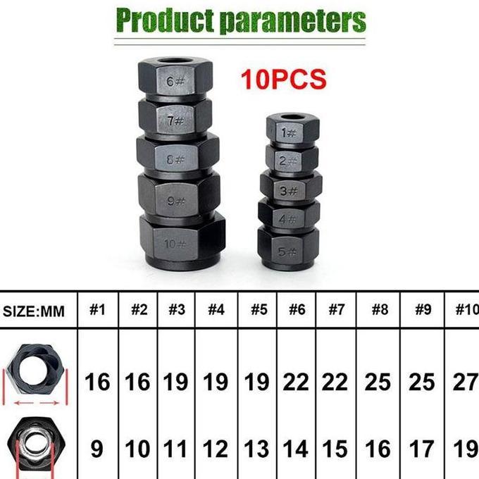 10 13 14 Pcs Alat Pembuka Baut Mur Rusak 9Mm-19Mm Set Kunci Ring Pass Damage