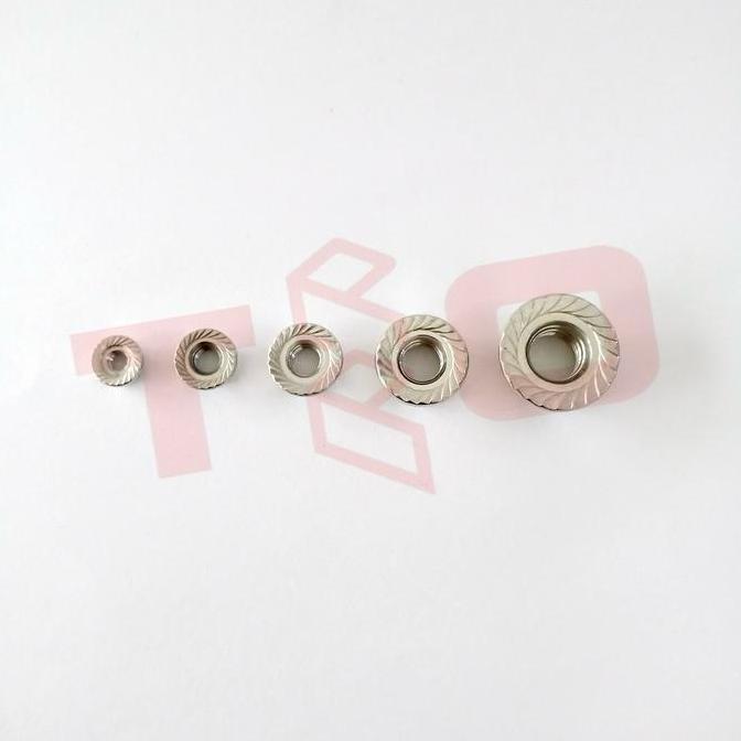 Flange Nut M6 Stainless Steel 304 - Mur Flange M6 Ss304 - Mur Otomotif M6