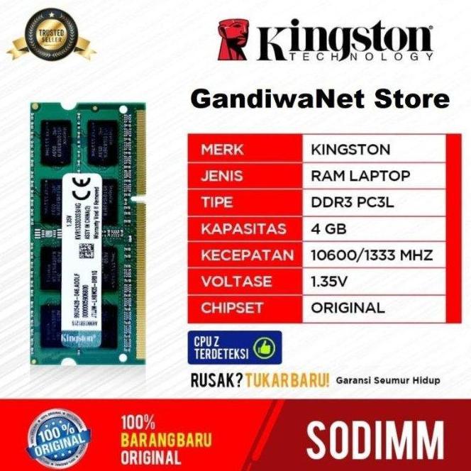 Ram Sodim 4GB DDR3L PC 10600 Kingston Ram laptop