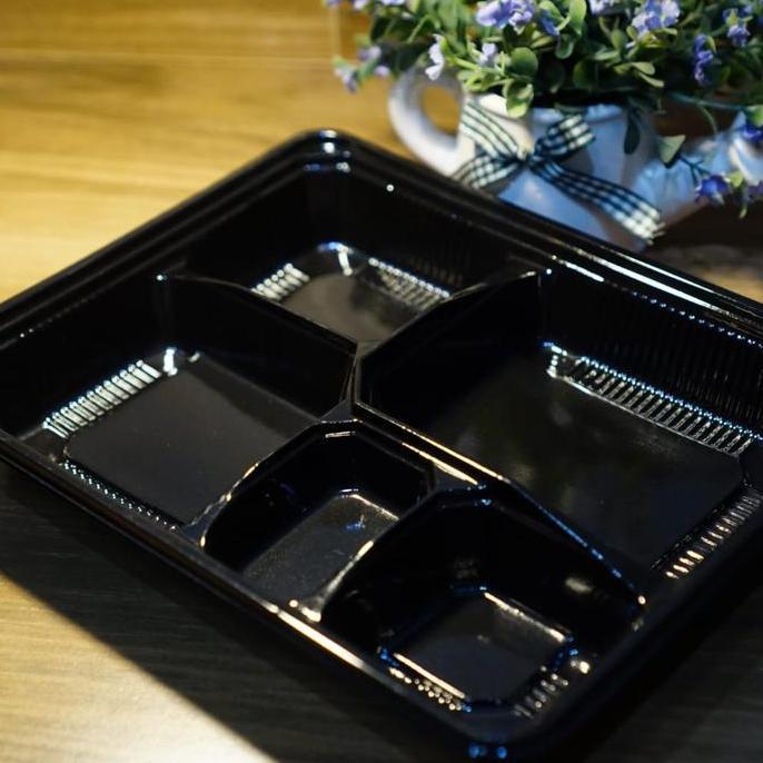 Bento sekat 5 hitam/mika bento sekat 5/tray bento/box bento